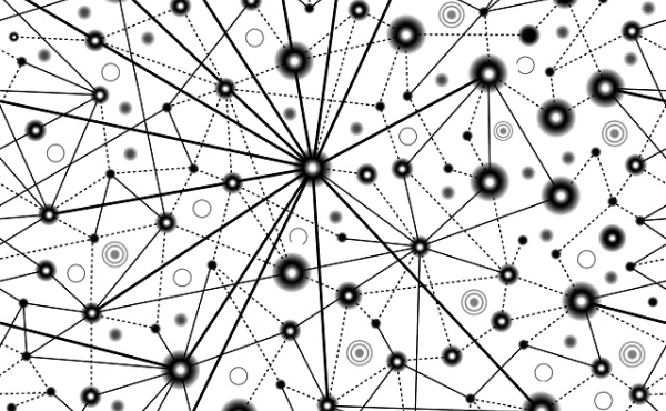 Black and white depiction of neuron connections