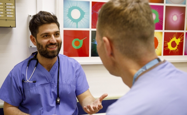 Two doctors chatting