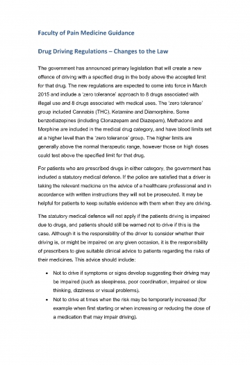 Cover image for Faculty response to drug driving regulation changes