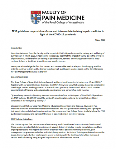 Cover image for core & intermediate training guidance during COVID