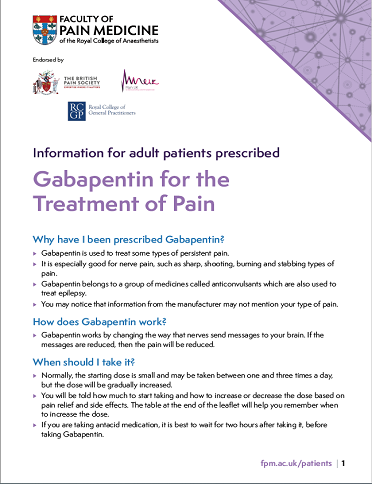 image of gabapentin leaflet