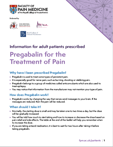 image of pregabalin leaflet