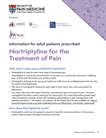 image of nortriptyline leaflet